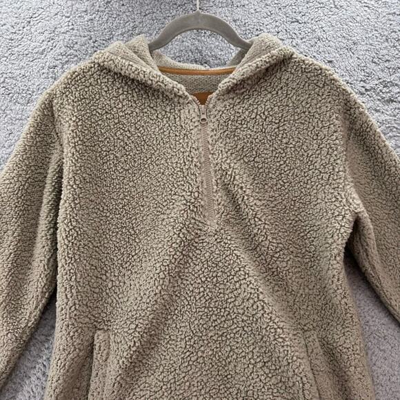Koolaburra by UGG Women's Size Small Fleece Hooded Pullover 1/4 Zip Tan Cozy - Picture 2 of 9